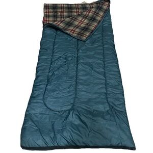 Vintage Coleman‎ Hunter Green Sleeping Bag Adult 33x75” Bed Roll Plaid Flannel